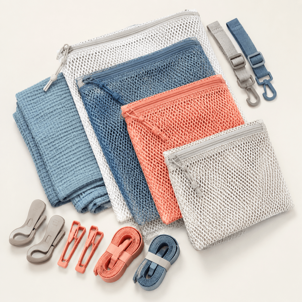 Coastal Pack Bundle — Our best-selling kit: tote, pouches, clips and a drying bag together.